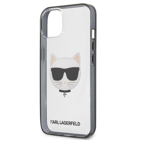 Karl Lagerfeld Ikonik Choupette Head - pouzdro pro iPhone 13 (čiré / černý rámeček)