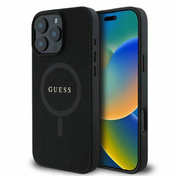Guess Saffiano Classic Logo MagSafe - iPhone 16 Pro Case (noir)