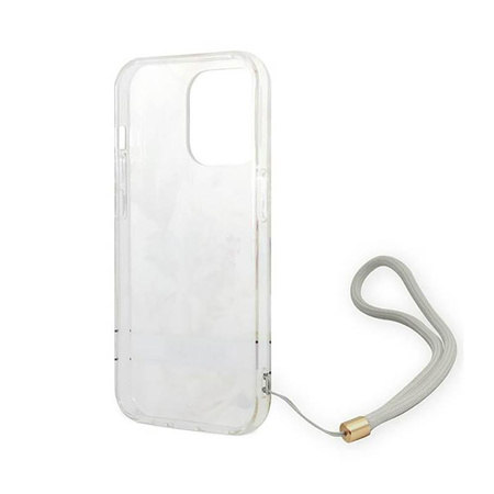 Guess Flower Cord - Case with lanyard iPhone 14 Pro Max (purple)