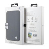 BMW Booktype Leder strukturiert & gestreift - iPhone 14 Pro Max Tasche (schwarz)