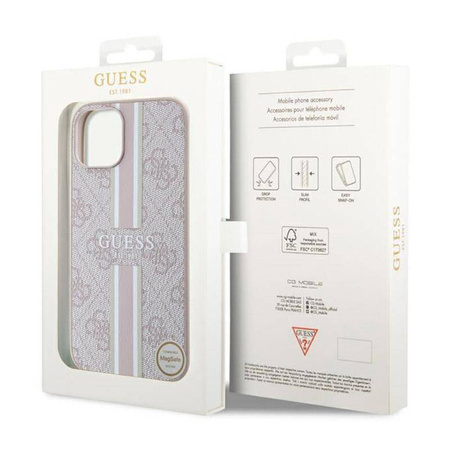 Guess 4G Printed Stripes MagSafe - Etui iPhone 14 (Różowy)