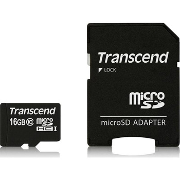 Transcend Memory microSDHC - 16 GB Class 10 UHS-I 20/14 MB/s memory card with adapter