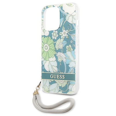 Guess Flower Cord - Cover for iPhone 13 Pro (Green)