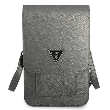 Guess Wallet Saffiano Triangle Logo Phone Bag (Grey)