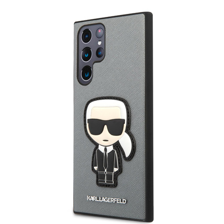 Karl Lagerfeld Saffiano Ikonik Patch - Samsung Galaxy S22 Ultra Tasche (silber)