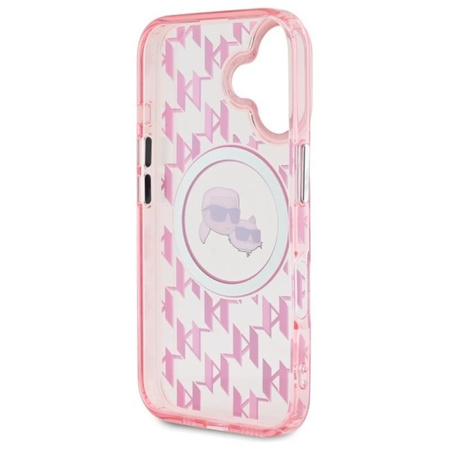 Karl Lagerfeld IML Monogramm Karl & Choupette Head MagSafe - iPhone 16 Hülle (rosa)