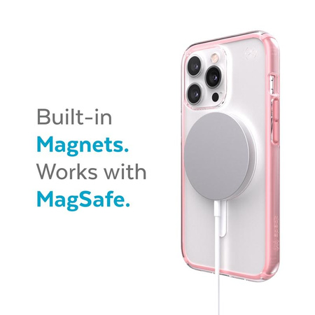 Speck Presidio Perfect-Clear with Impact Geometry + MagSafe - Etui iPhone 13 Pro Max z powłoką MICROBAN (Clear/Rosy Pink)