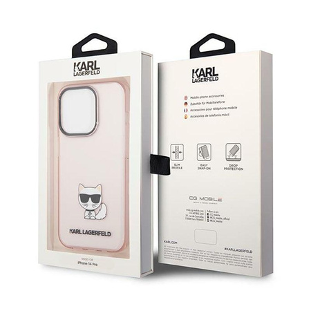 Karl Lagerfeld Choupette Body - pouzdro pro iPhone 14 Pro (růžové)