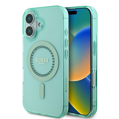 Guess IML Rhinestones MagSafe - iPhone 16 Plus Case (green)
