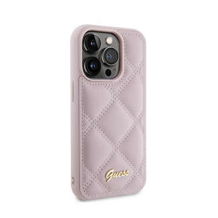 Guess Quilted Metal Logo - Hülle für iPhone 15 Pro (Pink)