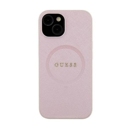 Guess Saffiano MagSafe - Etui iPhone 15 Plus (różowy)