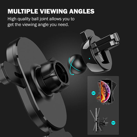 Crong Gravity Auto-Lock autós tartó - Gravitációs autós tartó 4.7"-6.5" telefonhoz (fekete)