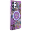 Guess Glitter Flowers Triangle Buttons MagSafe - étui pour Samsung Galaxy S25 Ultra (violet)