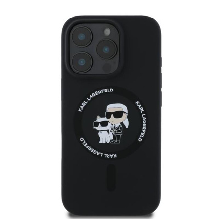 Karl Lagerfeld Silikon Karl & Choupette Ring MagSafe - iPhone 16 Pro Max Hülle (schwarz)