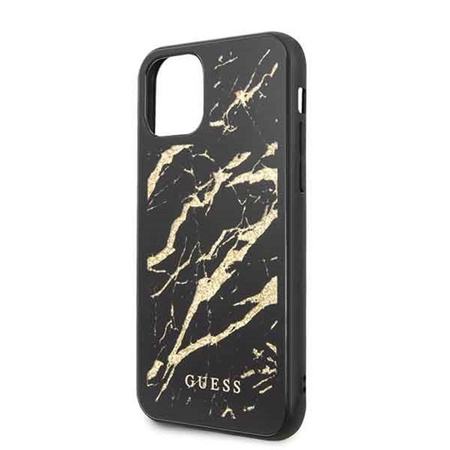 Guess Marble Glass Gold Glitter - iPhone 11 Pro Case (black)