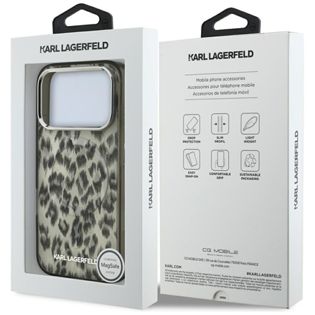 Karl Lagerfeld IML Leopard Pattern MagSafe - Hülle für iPhone 17 Pro (braun)