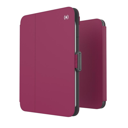 Speck Balance Folio - pouzdro pro iPad mini 6 (2021) s povrchovou úpravou MICROBAN (Very Berry Red Slate Grey)