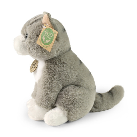Rappa - Plush realistic mascot gray cat sitting 23 cm Eco-Friendly Soft Collection