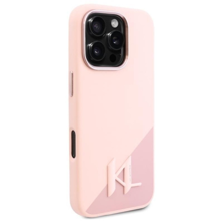 Karl Lagerfeld Silicone Shadow Metal Initial MagSafe - Pouzdro pro iPhone 16 Pro (růžové)