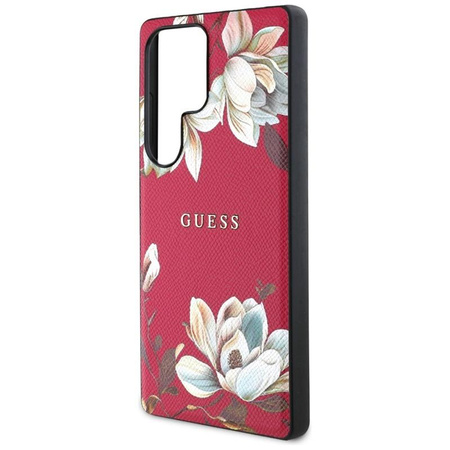 Guess Grained Printed Flower Pattern MagSafe - pouzdro pro Samsung Galaxy S25 Ultra (fuchsiová)