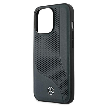 Mercedes bőr perforált terület - iPhone 13 Pro tok (sötétkék)