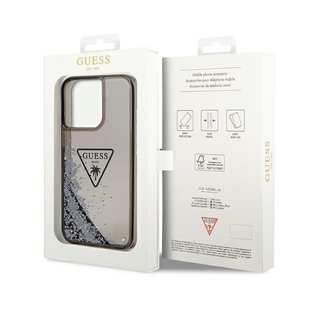 Guess Liquid Glitter Triangle Logo Case - iPhone 14 Pro Max Case (black)