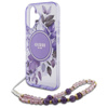 Guess IML Flowers With Pearl Strap MagSafe - Pouzdro pro iPhone 16 Plus (Fialové)