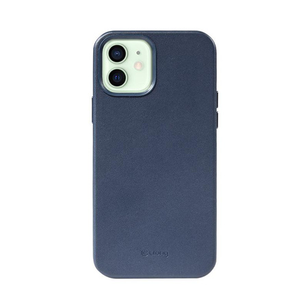 Crong Essential Cover Magnetic - Etui ze skóry iPhone 12 / iPhone 12 Pro MagSafe (granatowy)