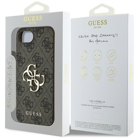 Guess 4G Big Logo - pouzdro pro iPhone 16e (hnědé)