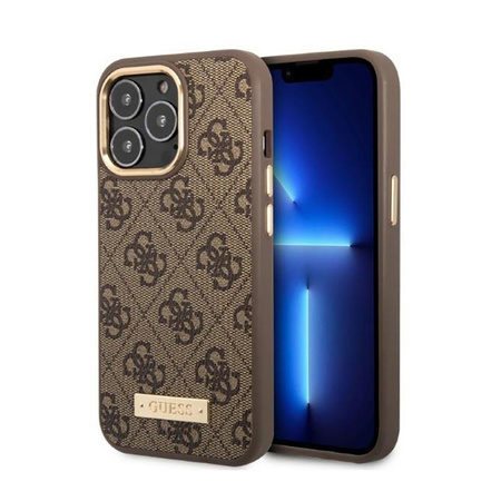 Guess 4G Logo Plate MagSafe - Coque iPhone 13 Pro Max (marron)