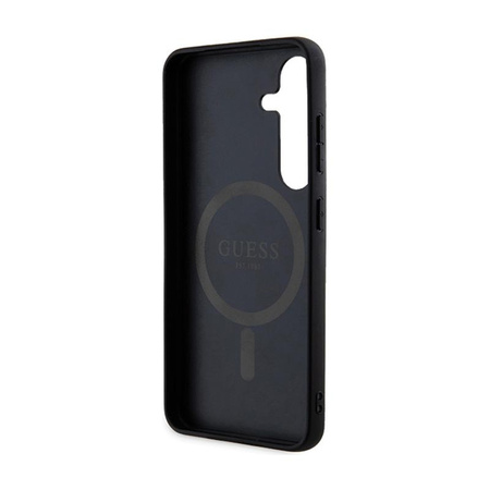 Guess 4G Collection Leather Metal Logo MagSafe - Samsung Galaxy S24 Tasche (schwarz)