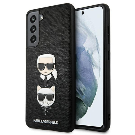 Karl Lagerfeld Saffiano Karl & Choupette fejek - Samsung Galaxy S21 FE tok (fekete)