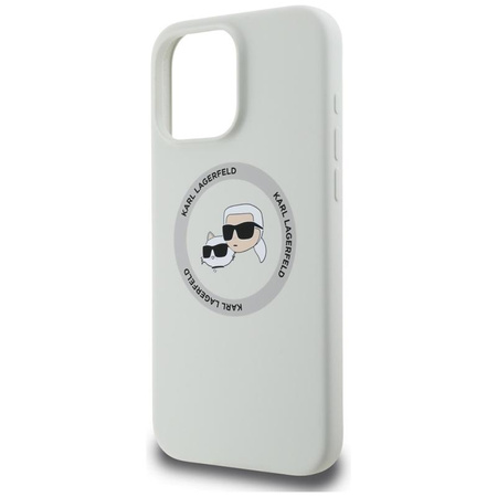 Karl Lagerfeld Silicone Double Heads And Circle MagSafe - Case For iPhone 16 Pro Max (Beige)
