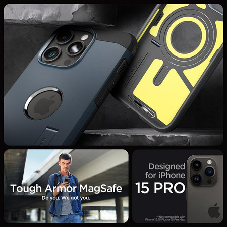 Spigen Tough Armor MagSafe - Case for iPhone 15 Pro (Metal Slate)