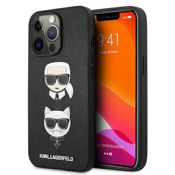 Karl Lagerfeld Saffiano Karl & Choupette Embossed Heads - pouzdro pro iPhone 13 Pro (černé)