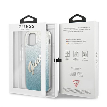 Guess Glitter Gradient Script - iPhone 12 mini case (blue)