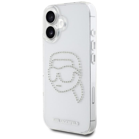 Karl Lagerfeld IML Rhinestones Karl Head - Pouzdro pro iPhone 16 (průhledné)