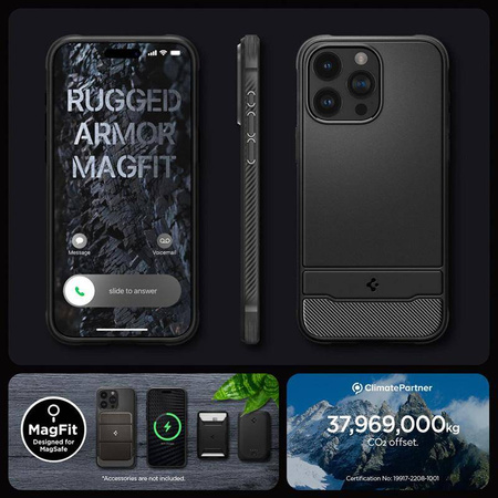 Spigen Rugged Armor Mag MagSafe - Etui do iPhone 15 Pro (Matte Black)