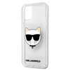 Karl Lagerfeld Choupette Head Glitter - pouzdro pro iPhone 12 / iPhone 12 Pro (stříbrné)