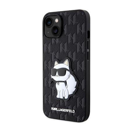 Karl Lagerfeld Saffiano Monogram NFT Choupette - Coque pour iPhone 14 Plus (Noir)