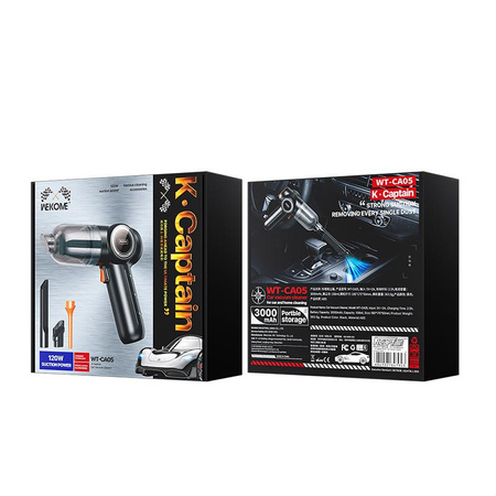 Odkurzacz Samochodowy Bezprzewodowy WEKOME WT-CA05 K Captain Series Czarny
