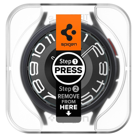 Spigen GLAS.TR EZ FIT - Gehärtetes Glas für Samsung Galaxy Watch 6 Classic 43 mm (2 Stück)