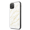 Guess Marble Glass Gold Glitter - pouzdro pro iPhone 11 Pro Max (bílé)