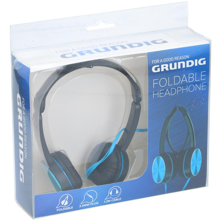 Grundig - Casque intra-auriculaire pliable (bleu)