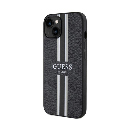 Guess 4G nyomtatott csíkos MagSafe - iPhone 15 tok (fekete)