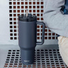 Quokka Stream - 1200 ml stainless steel thermal mug with straw (Graphite)