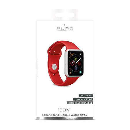 PURO ICON - Elastisches Sportarmband für Apple Watch 42/44/45 mm (S/M & M/L) (rot)