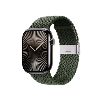 Crong Wave Band – Pletený řemínek pro Apple Watch 44/45/46/49 mm (zelený)