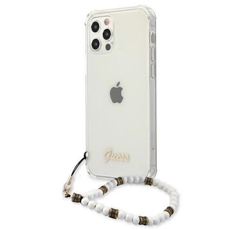 Guess White Pearl Strap - Pouzdro iPhone 12 Pro Max (Průhledné)