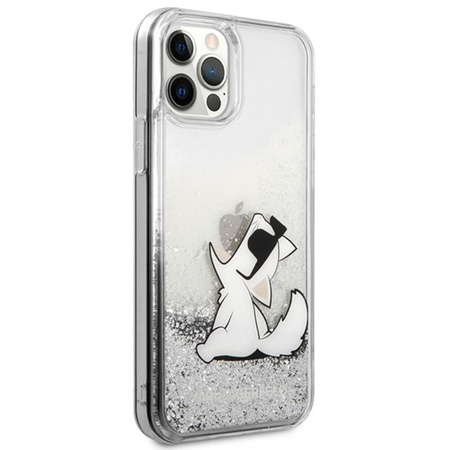 Karl Lagerfeld Liquid Glitter Choupette Fun - iPhone 12 / iPhone 12 Pro Tasche (silber)